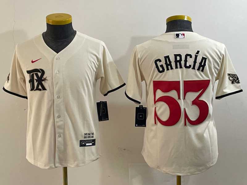 Youth Texas Rangers #53 Adolis Garcia Cream 2023 City Connect Cool Base Stitched Jersey->mlb youth jerseys->MLB Jersey